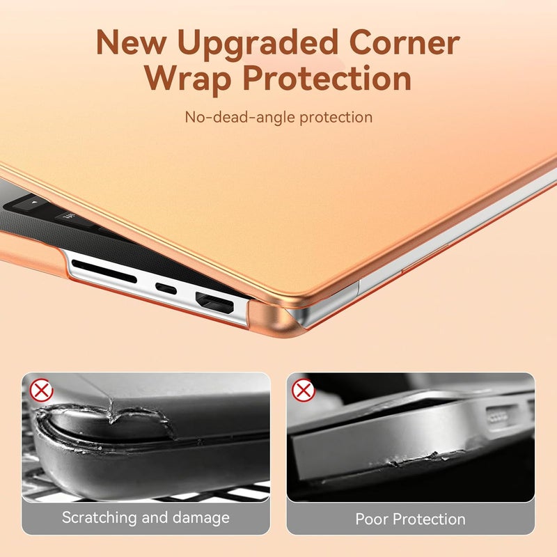 Eoocoo حافظة متوافقة مع ماك بوك برو 14 بوصة 2026-2021 شريحة M5-M1 Pro/Max، مضادة للبصمات، مضادة للخدوش، حافظة صلبة غير لامعة مع غطاء لوحة المفاتيح، واقي شاشة - برتقالي غير لامع - Image 4